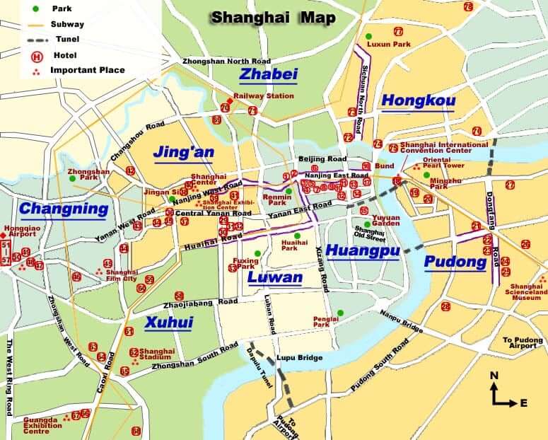 Onde Ficar em Shanghai: Mapa