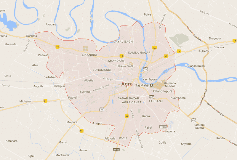 Onde Ficar em Agra na Índia: Mapa