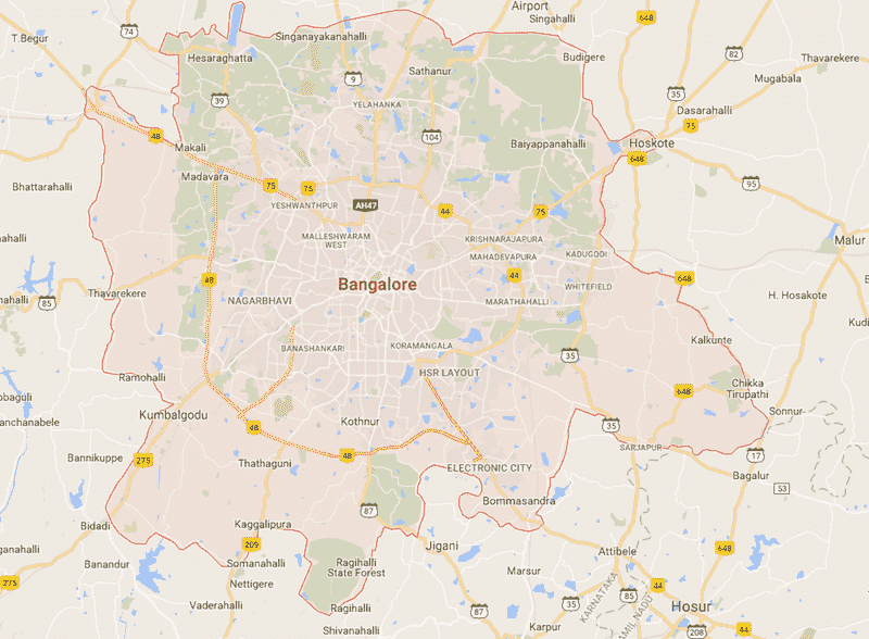 Onde Ficar em Bangalore na Índia: Mapa