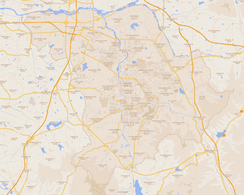Onde Ficar em Jeonju na Coréia do Sul: Mapa